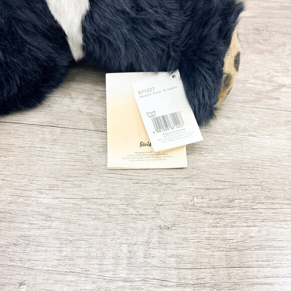 Steiff Manschli Black White Panda Bear Plush Toy Laying Down - Picture 9 of 13